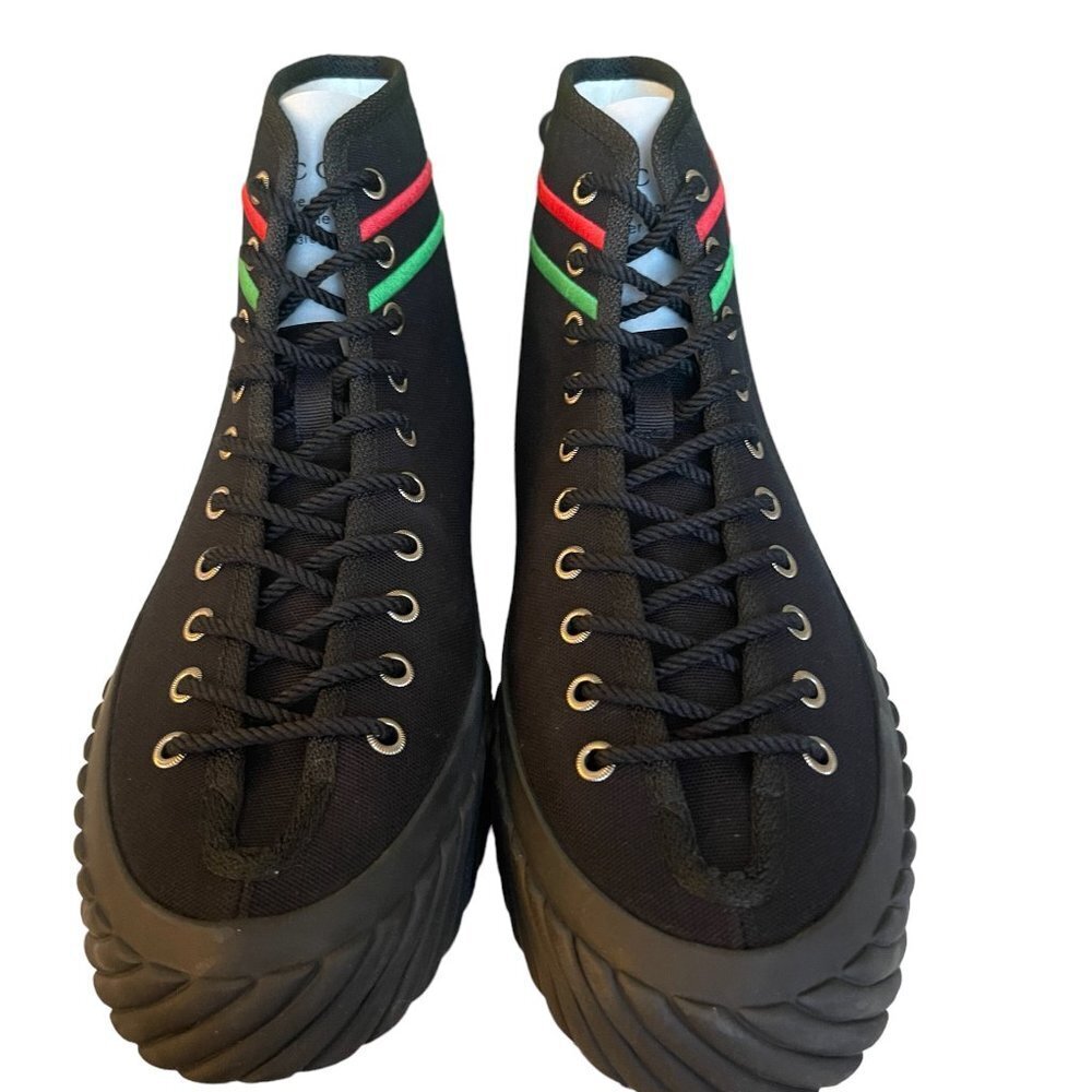 GUCCI MEN'S SNEAKER "SEPANG" BLACK CLOTH GG HIGH TOP 733033 - SIZE GUCCI 7.5 - Picture 9 of 15